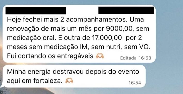 Print de mensagem de participante do VLE Club relatando resultado — 11 de 47