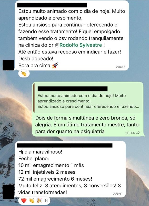 Print de mensagem de participante do VLE Club relatando resultado — 22 de 47