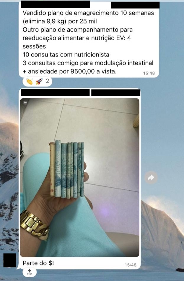Print de mensagem de participante do VLE Club relatando resultado — 23 de 47