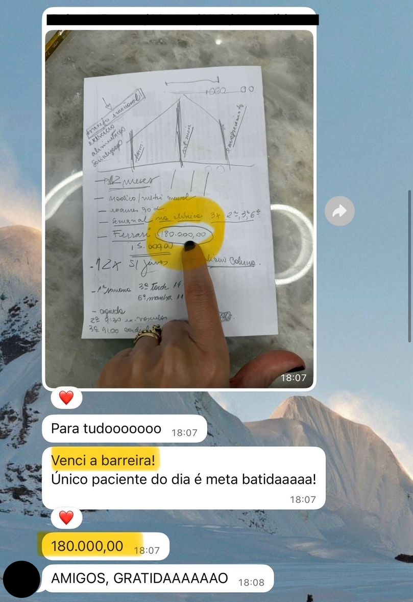 Print de mensagem de participante do VLE Club relatando resultado — 8 de 47