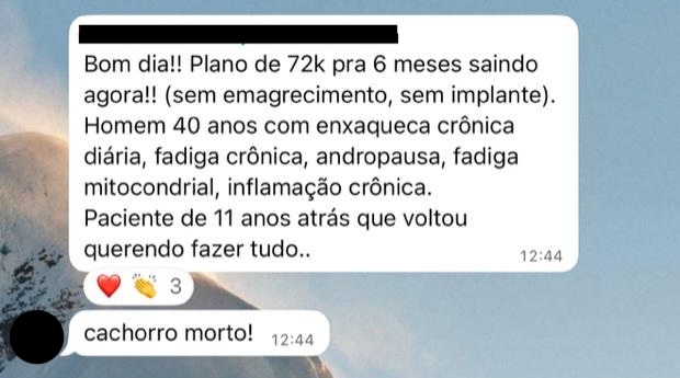 Print de mensagem de participante do VLE Club relatando resultado — 9 de 47